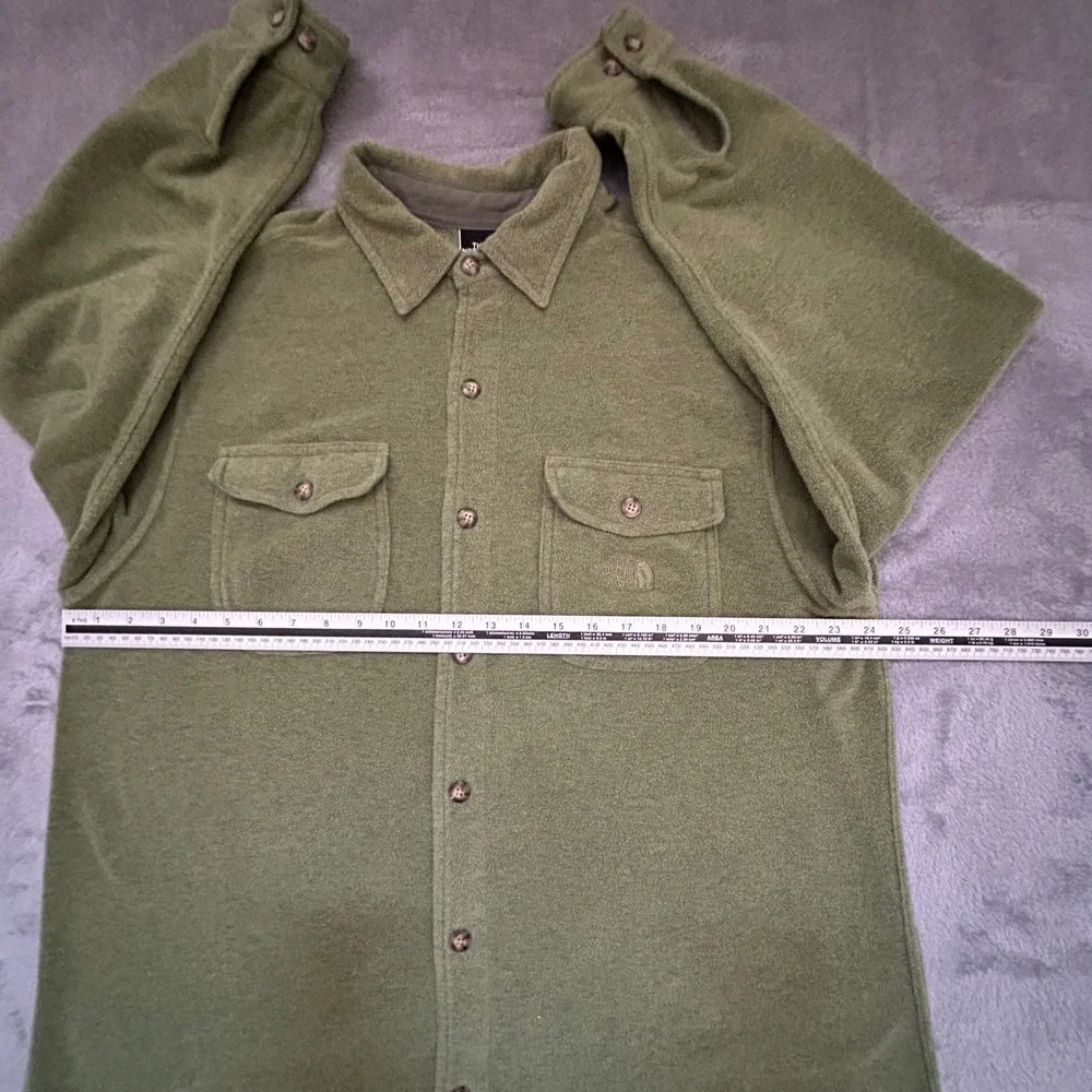 The North Face Fleece Shirt Jacket Mens Medium Green Button Front Shacket